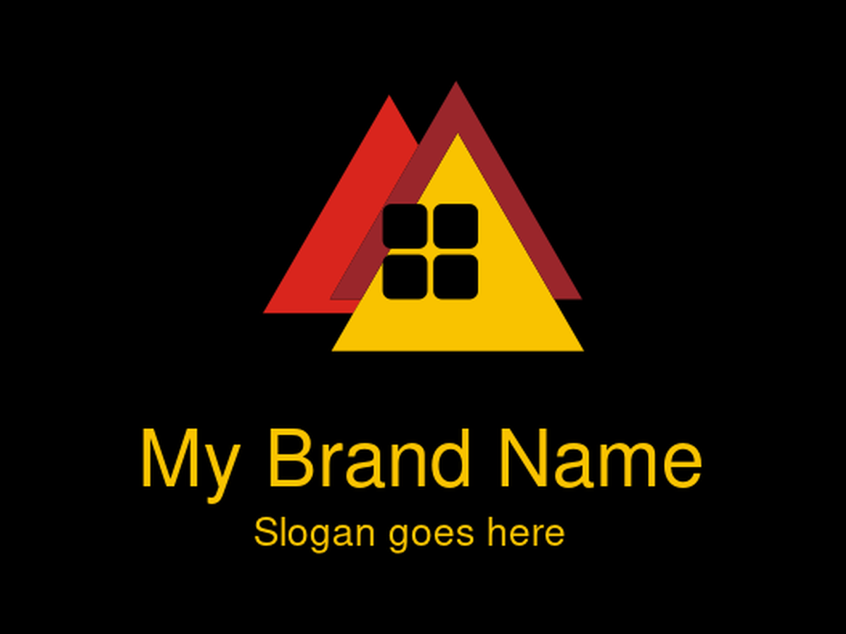 Modern Overlapping Triangle House Logo with Window for Real Estate, Construction, Roofing, and Home Improvement Businesses